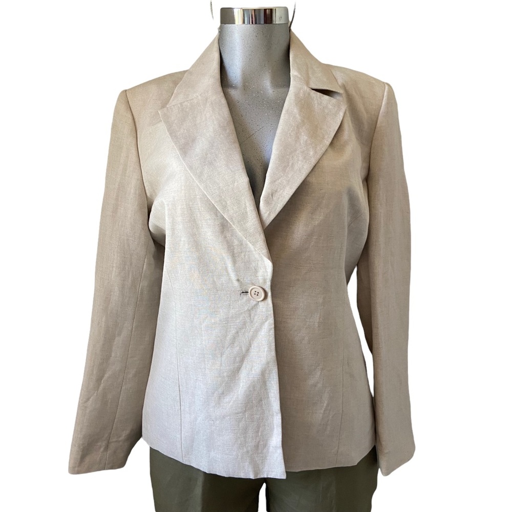 David N Linen Blazer Jacket Medium Office/Career Business Classic Coastal Basics